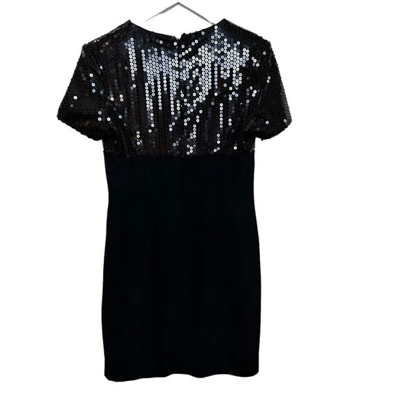 Vintage 90s Nicole Miller Sequin Black Dress Cocktail Union Made in the USA 10 - Picture 3 of 11
